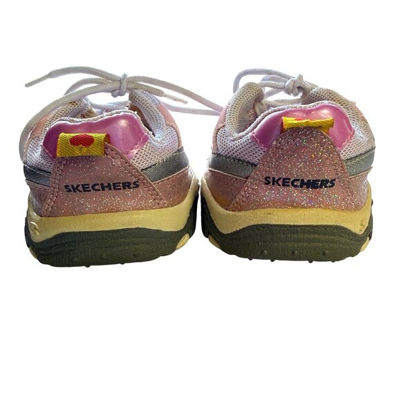 Skechers Build-A-Bear Kids Sneakers Pink Mesh Glitter Lace-Up - Picture 3 of 5